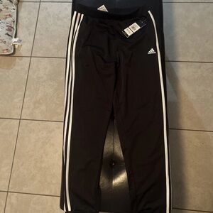 Adidas Black & White stripe girls set size 14/16 bottoms / jacket size 16